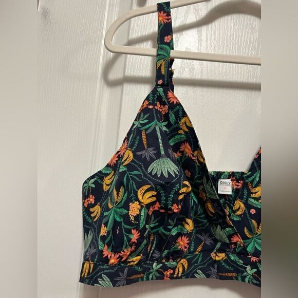 NWT Old Navy women's cross front poplin bralette size 2X banana tropical print - Picture 7 of 16